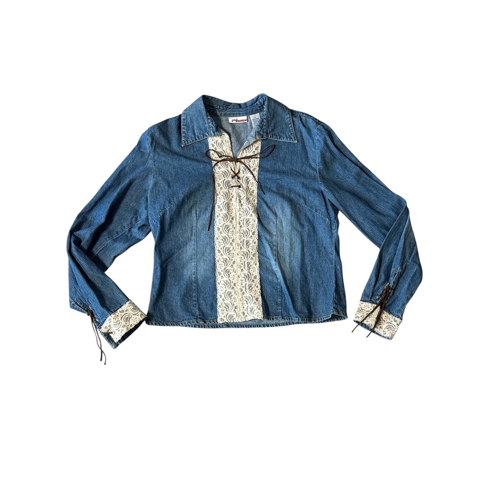 Vintage Girl Krazy Lace-Up Denim Top